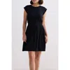 Reistor Short Dress With Smocking Side Detail In Black