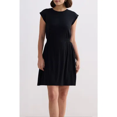 Reistor Short Dress With Smocking Side Detail In Black