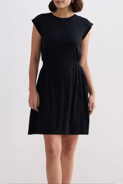 Reistor Short Dress With Smocking Side Detail In Black