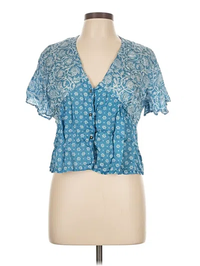 Pre-owned Reistor Short Sleeve Blouse In Blue
