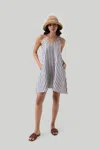 Reistor Women's White Short Striped Tent Dress With Back Tie In Multi