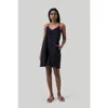 Reistor Women's Black Short Tent Cotton Dress With Back Tie In Black