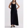 Reistor Shoulder Tie-detail Maxi Dress In Black