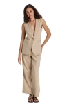 Reistor Sleeveless Hemp Jacket Set In Brown