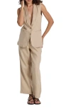 Reistor Sleeveless Hemp Jacket Set In Neutral