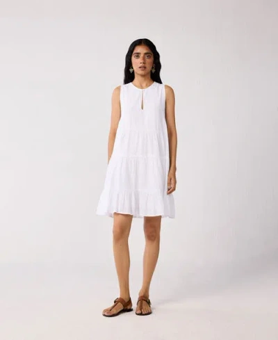 Reistor Sleeveless Tiered Day Dress In White