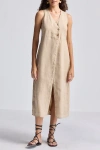Reistor Straight Dress With Front Slit In Neutral Beige Hemp In Neutral