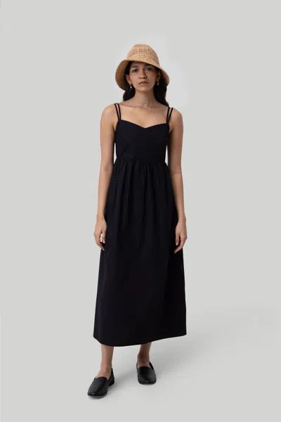 Reistor Strappy Gathered Midi Dress In Black
