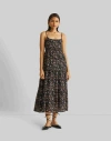 Reistor Women's Black Strappy Tiered Printed Maxi Crepe Dress In Wildflower Waltz