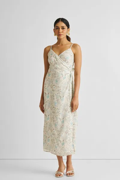 REISTOR STRAPPY WRAP DRESS IN BLUE FLORALS