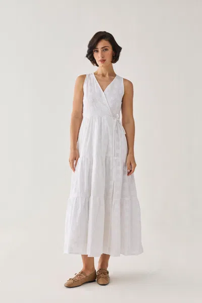 Reistor The Embroidered Tiered Wrap Maxi Dress In Multi