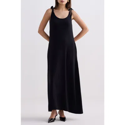 Reistor Tie-detail Maxi Dress In Black