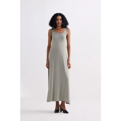 Reistor Tie-detail Maxi Dress In Light Olive In Gray