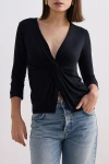 Reistor Twist Front Knit Shirt In Black