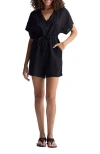 Reistor V Neck Drawstring Romper In Black