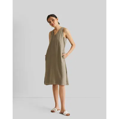 Reistor V-neck Straight Dress In Dark Green