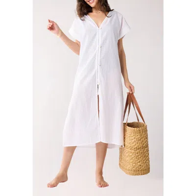 Reistor V-neck Beach Cover-up Dress In White