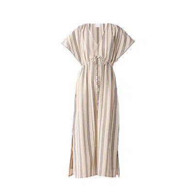 Reistor Gathered Maxi Dress With Side Slits In Neutral