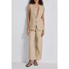 Reistor Sleeveless Hemp Jacket Set In Neutral