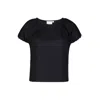 Reistor Women's Balloon Sleeve Black Cotton Top In Black