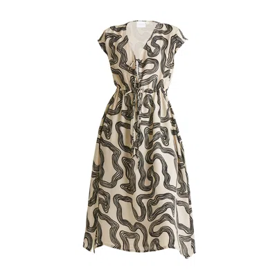 Reistor Deep V-neck Gathered Dress In Maze