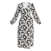 Reistor Women's Black Midi Wrap Dress In Abstract Mosaic