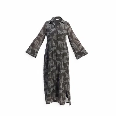 Reistor Women's Black Relaxed-fit Shirt Dress In Animal Print