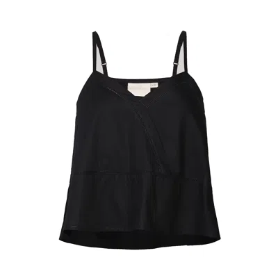 Reistor Women's Black V-neck Cotton Camisole With Lace