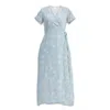 Reistor Women's Blue Maxi Wrap Dress In Florals In Blue