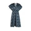 Reistor Women's Blue Midnight Gathered Cotton Dress In Blue