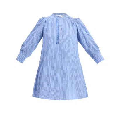 Reistor Women's Blue Oversized Tunic Dress In Stripes