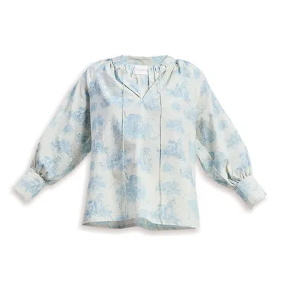 Reistor Women's Blue Relaxed-fit Shirt  With Drawstring In Animal Print