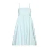 Reistor Women's Blue Ruched Strappy Mint Mini Cotton Dress In Sage Mint