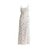 Reistor Ruched Floral Strappy Maxi Dress In Blue/white