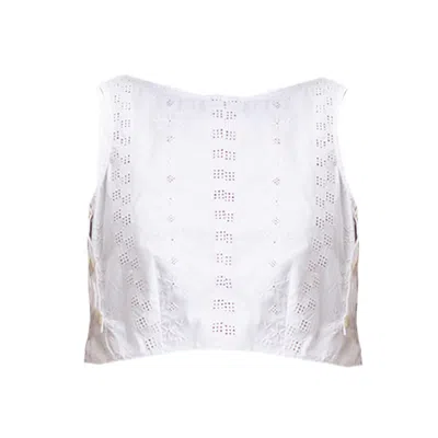 Reistor Women's Boxy Coconut White Crop Cotton Top