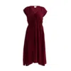 Reistor Women's Brown Deep V-neck Gathered Crepe Dress In Burgundy In Brown
