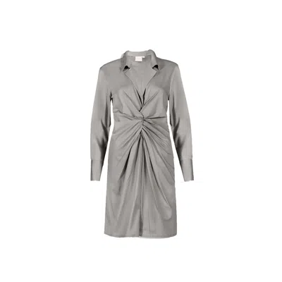 Reistor Women's Brown Front Twist Ecru Cotton Dress