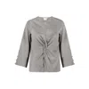Reistor Women's Brown Front Twist Ecru Cotton Top In Brown