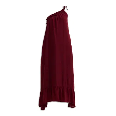 Reistor One-shoulder Midi Dress In Burgundy