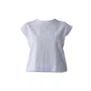 Reistor Button-back Crew Neck Top In Black