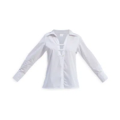 Reistor Women's Crisp Details Button-down Shirt In White