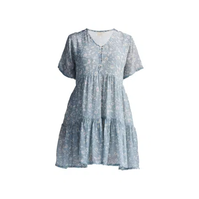 Reistor Women's Floral Short Tiered Dress In Light Blue