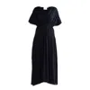 Reistor Women's Flowy A-line Maxi Dress With Side Slits In Black In Black