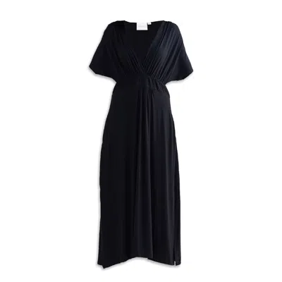Reistor Women's Flowy A-line Maxi Dress With Side Slits In Black