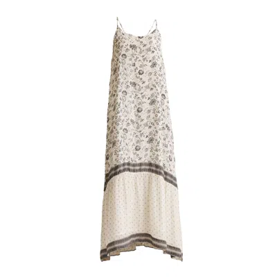 REISTOR WOMEN'S FLOWY MAXI CREPE DRESS IN BLACK FLORALS