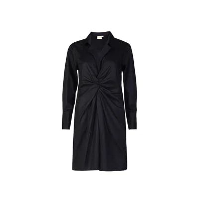 Reistor Women's Front Twist Black Cotton Dress