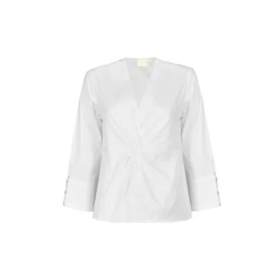 Reistor Women's Front Twist White Cotton Top