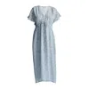 Reistor Maxi Gathered Dress In Blue