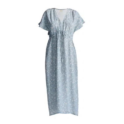 Reistor Women's Gathered Maxi Dress In Light Blue Florals