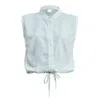 Reistor Women's Green Button-down Shirt With Waist Drawstring In Stripes